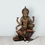 Lakshmi Idol Sitting On Lotus - 7 x 4 Inches | Resin Statue/ Laxmi Idol/ Lakshmi Murti for Pooja - Retail Maharaj