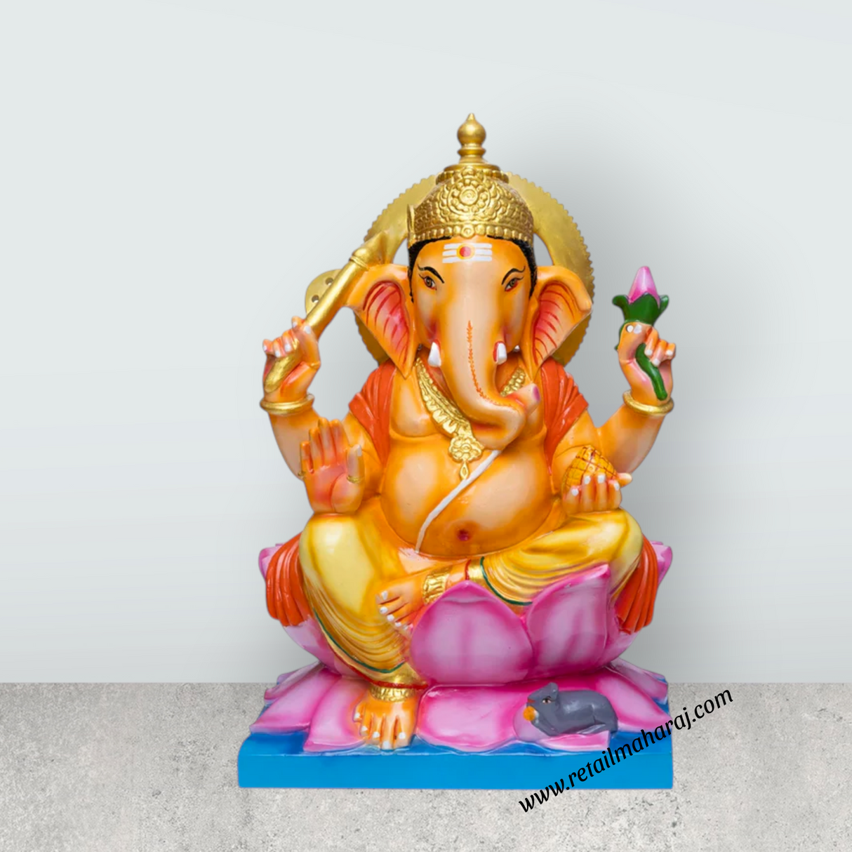 Ganesha Murti - 12 x 8 Inches | Painting Marble Idol/ Ganapathi Statue/ Vinayagar statue Decor for Home & Pooja - Retail Maharaj