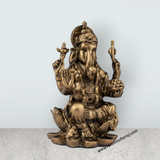 Ganesh Murti - 3 x 2 Inches | Resin Statue/ Brass Polish Ganpati Murti/ Vinayaka Statue for Pooja - Retail Maharaj