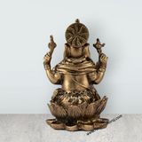 Ganesh Murti - 3 x 2 Inches | Resin Statue/ Brass Polish Ganpati Murti/ Vinayaka Statue for Pooja - Retail Maharaj