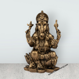 Ganesh Murti - 3 x 2 Inches | Resin Statue/ Brass Polish Ganpati Murti/ Vinayaka Statue for Pooja - Retail Maharaj