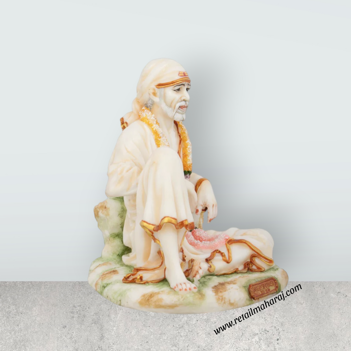 Saibaba Statue - 6.5 x 5.5 Inches | Resin Statue/ Sai Baba Vigraham for Pooja - Retail Maharaj