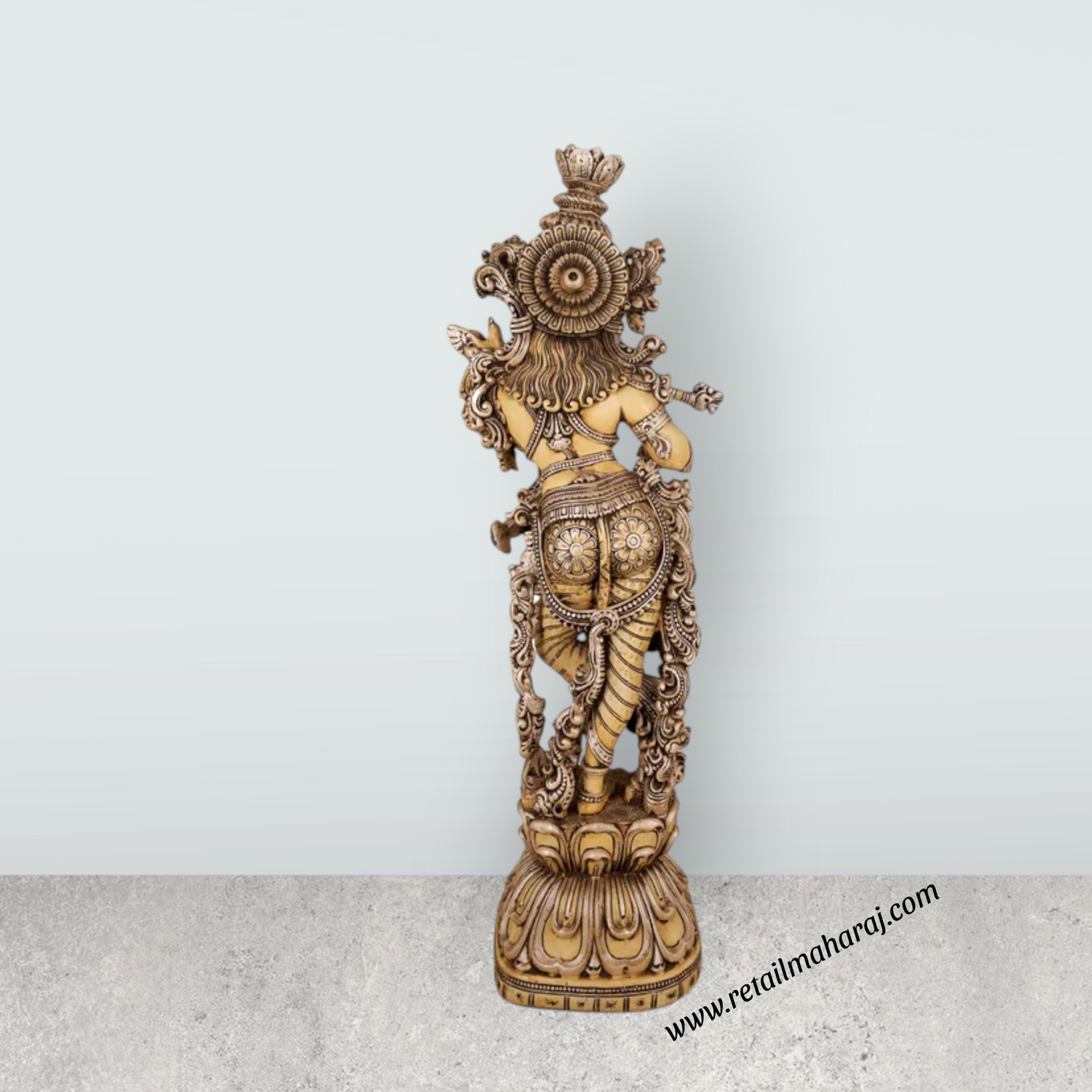 Painted Standing Krishna Murti - 30 x 9 Inches | Silver Krishna Idol / Lord Krishna Statue For Home Decor