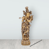 Painted Standing Krishna Murti - 30 x 9 Inches | Silver Krishna Idol / Lord Krishna Statue For Home Decor
