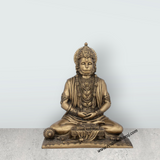 Anjaneya Statue - 7 x 6 Inches | Resin Statue/ Brass Polish Hanuman Statue for Pooja - Retail Maharaj