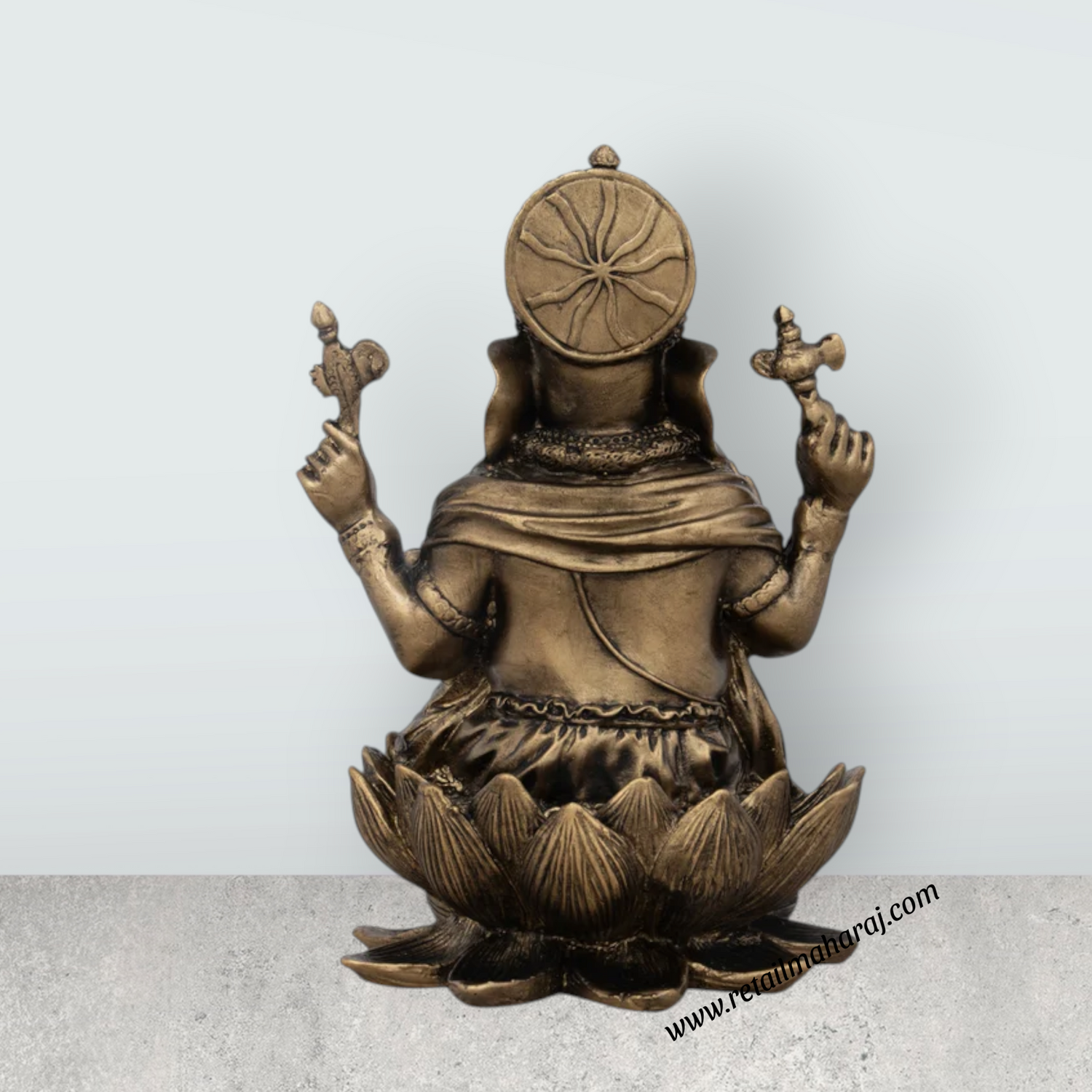 Ganesh Murti - 7 x 5 Inches | Resin Statue/ Brass Polish Vinayagar Idol for Pooja - Retail Maharaj