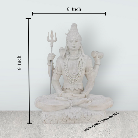 Saraswati Murti Sitting On Base - 6 x 5 Inches | Resin Statue / White Colour Saraswathy Idol For Worship - Retail Maharaj