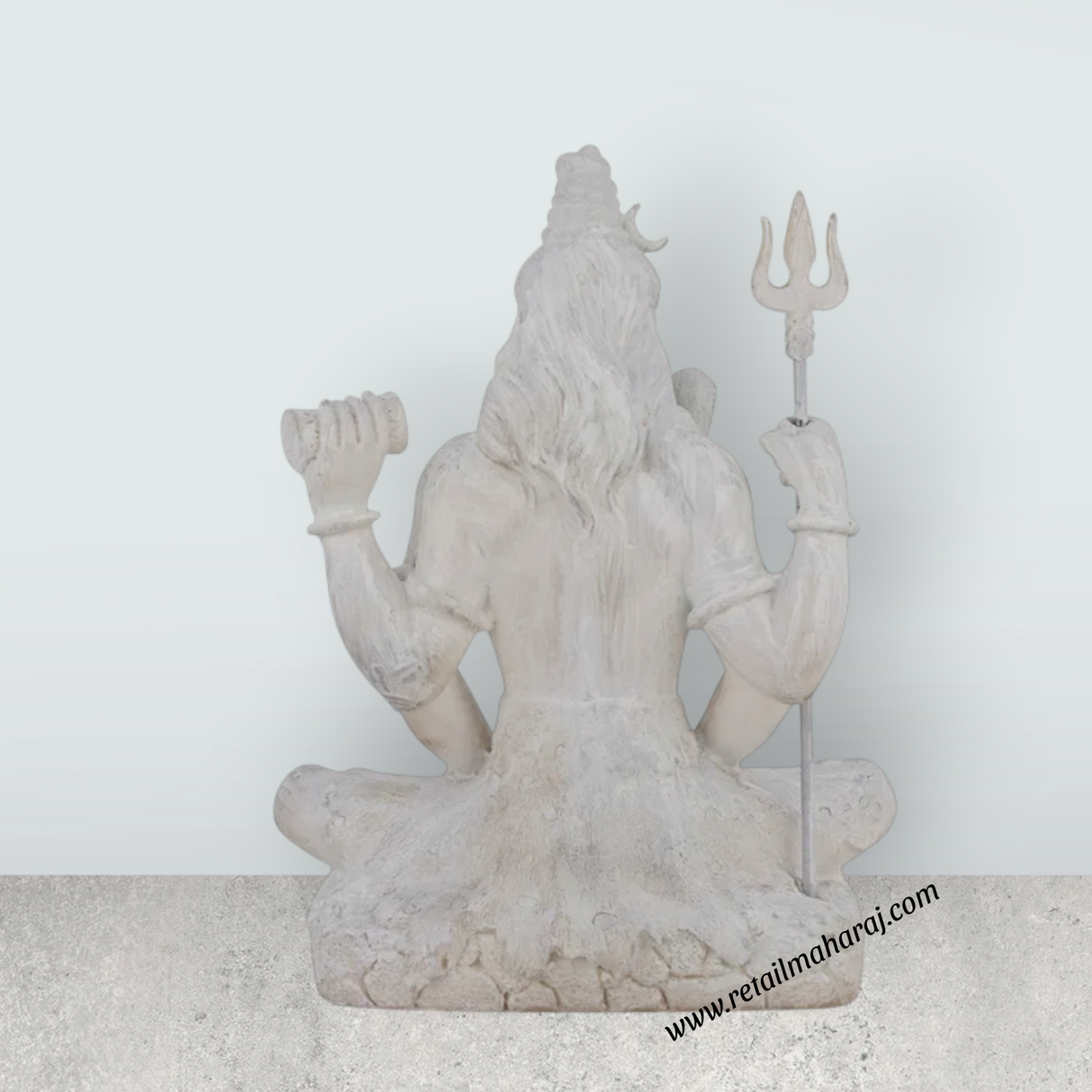 Shiva Statue Sitting On Base - 8 x 6 Inches | Resin Statue / White Colour Shiv Statue For Home Decor And Pooja