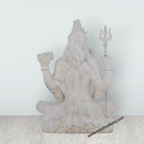 Shiva Statue Sitting On Base - 8 x 6 Inches | Resin Statue / White Colour Shiv Statue For Home Decor And Pooja