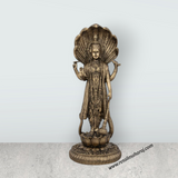 Vishnu Murti - 12 x 5 Inches | Resin Statue/ Brass Polish Vishnu Idol for Pooja - Retail Maharaj