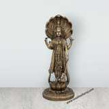 Vishnu Murti - 12 x 5 Inches | Resin Statue/ Brass Polish Vishnu Idol for Pooja - Retail Maharaj