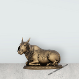 Nandi Statue - 4.5 x 5.5 Inches | Resin Statue/ Brass Polish Nandi Murti for Pooja - Retail Maharaj