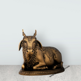 Nandi Statue - 4.5 x 5.5 Inches | Resin Statue/ Brass Polish Nandi Murti for Pooja - Retail Maharaj