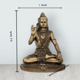 Shiv Murti - 9.5 x 7 Inches | Resin Statue/ Brass Polish Shivan Sitting Statue for Pooja - Retail Maharaj