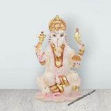 Ganesh Lakshmi Idol - 3 x 2 Inches | Marble Dust Murti/ Ganesh Lakshmi Statue for Pooja - Retail Maharaj