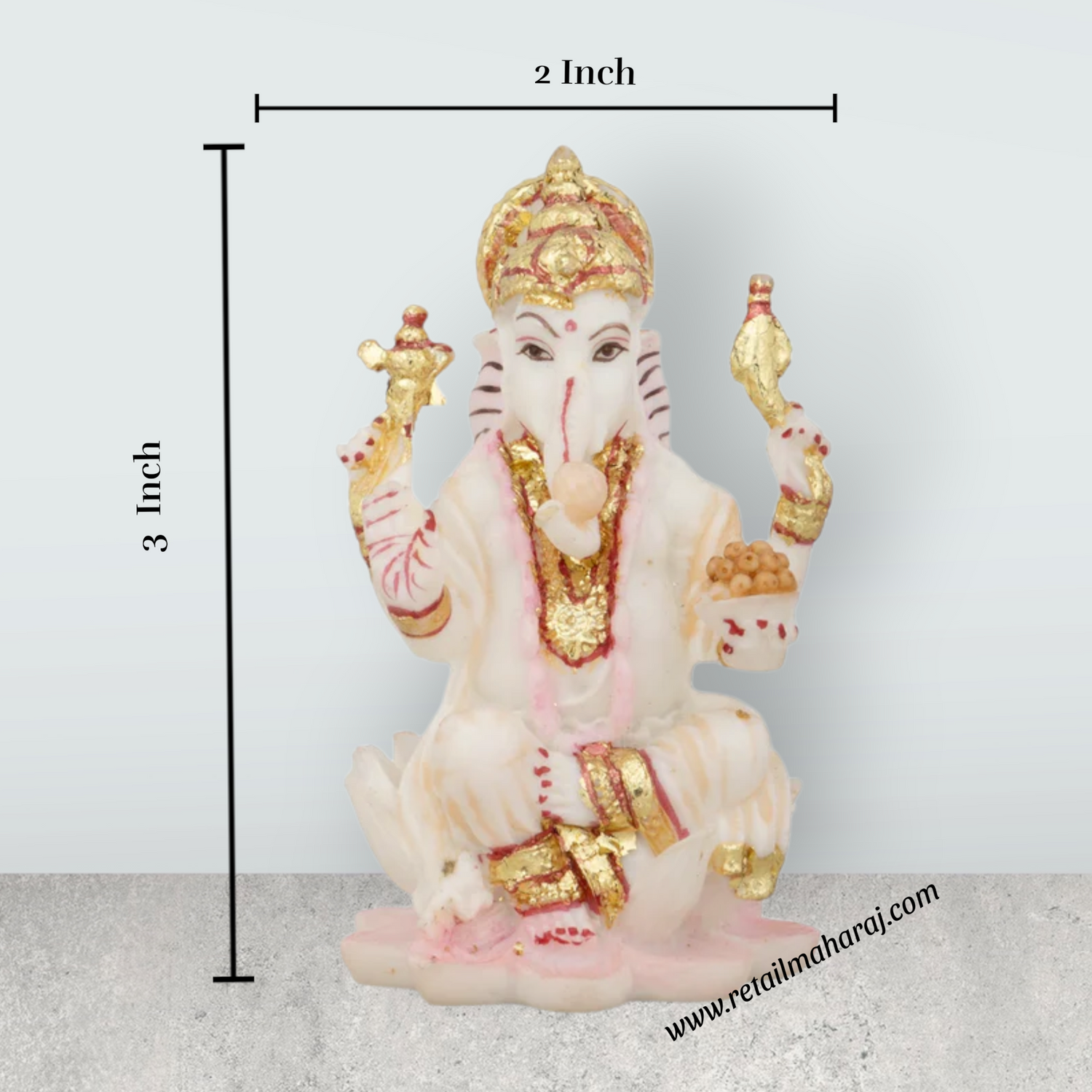 Ganesh Lakshmi Idol - 3 x 2 Inches | Marble Dust Murti/ Ganesh Lakshmi Statue for Pooja - Retail Maharaj