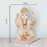 Ganesh Lakshmi Idol - 3 x 2 Inches | Marble Dust Murti/ Ganesh Lakshmi Statue for Pooja - Retail Maharaj