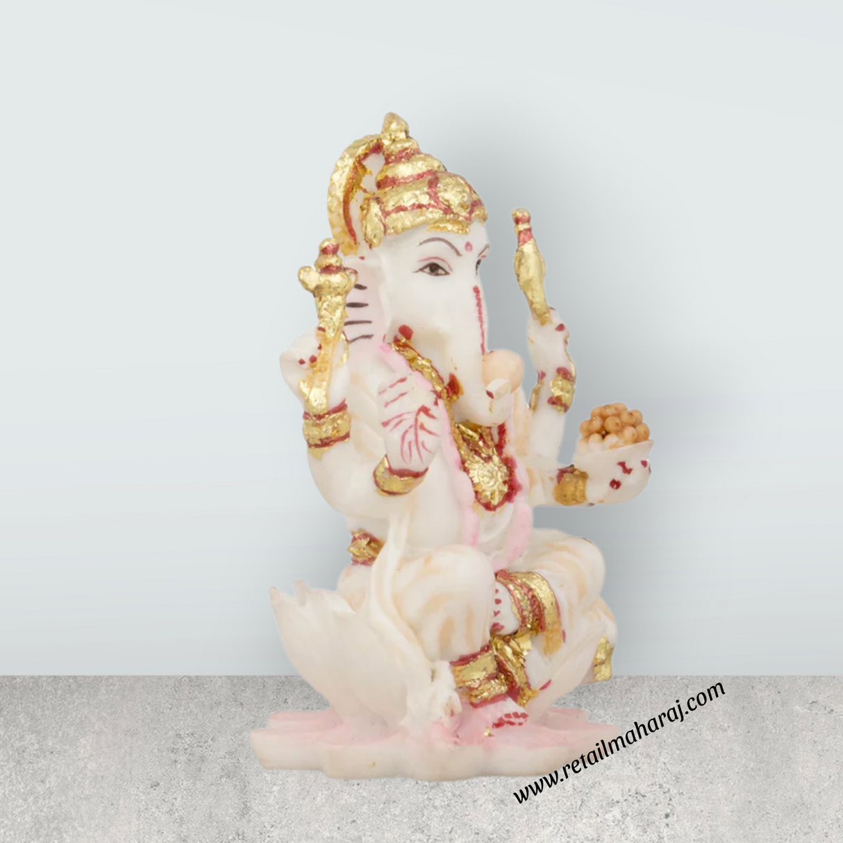 Ganesh Lakshmi Idol - 3 x 2 Inches | Marble Dust Murti/ Ganesh Lakshmi Statue for Pooja - Retail Maharaj