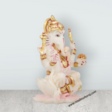 Ganesh Lakshmi Idol - 3 x 2 Inches | Marble Dust Murti/ Ganesh Lakshmi Statue for Pooja - Retail Maharaj