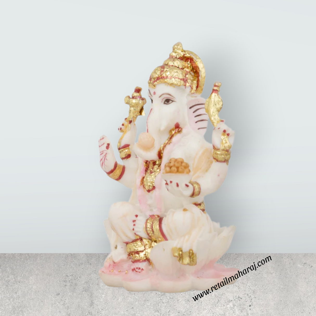 Ganesh Lakshmi Idol - 3 x 2 Inches | Marble Dust Murti/ Ganesh Lakshmi Statue for Pooja - Retail Maharaj
