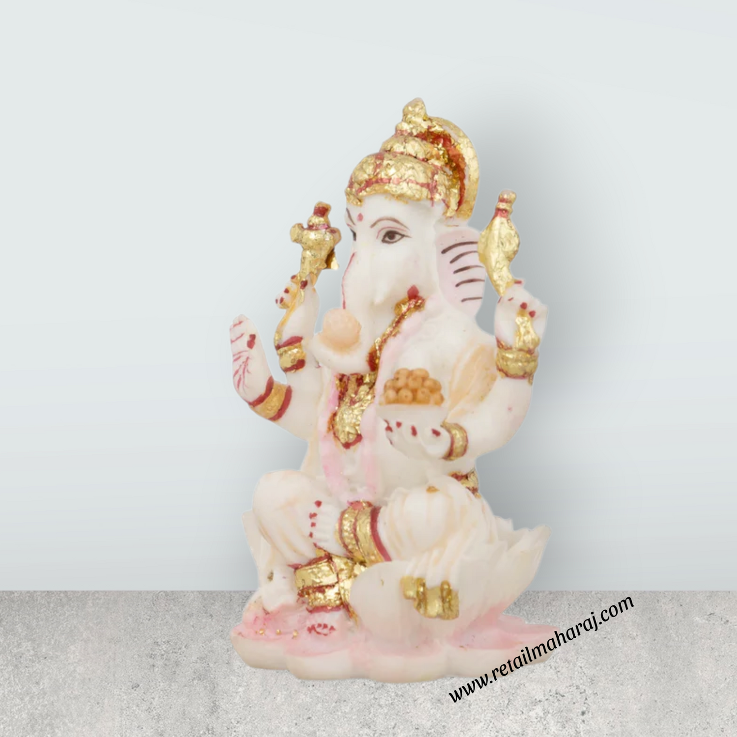 Ganesh Lakshmi Idol - 3 x 2 Inches | Marble Dust Murti/ Ganesh Lakshmi Statue for Pooja - Retail Maharaj