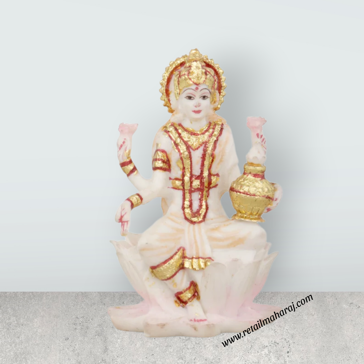 Ganesh Lakshmi Idol - 3 x 2 Inches | Marble Dust Murti/ Ganesh Lakshmi Statue for Pooja - Retail Maharaj