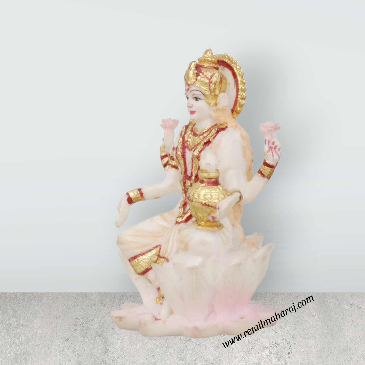 Ganesh Lakshmi Idol - 3 x 2 Inches | Marble Dust Murti/ Ganesh Lakshmi Statue for Pooja - Retail Maharaj