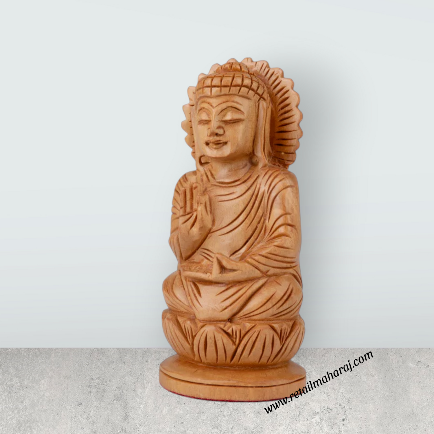 Buddha Statue - 4 x 2 Inches | Buddha Murti/ Buddha Idol/ Wooden Statue for Home/ 60 Gms - Retail Maharaj