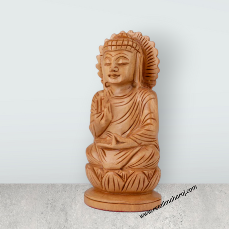 Buddha Statue - 4 x 2 Inches | Buddha Murti/ Buddha Idol/ Wooden Statue for Home/ 60 Gms - Retail Maharaj