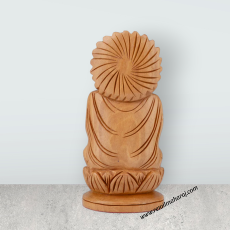 Buddha Statue - 4 x 2 Inches | Buddha Murti/ Buddha Idol/ Wooden Statue for Home/ 60 Gms - Retail Maharaj