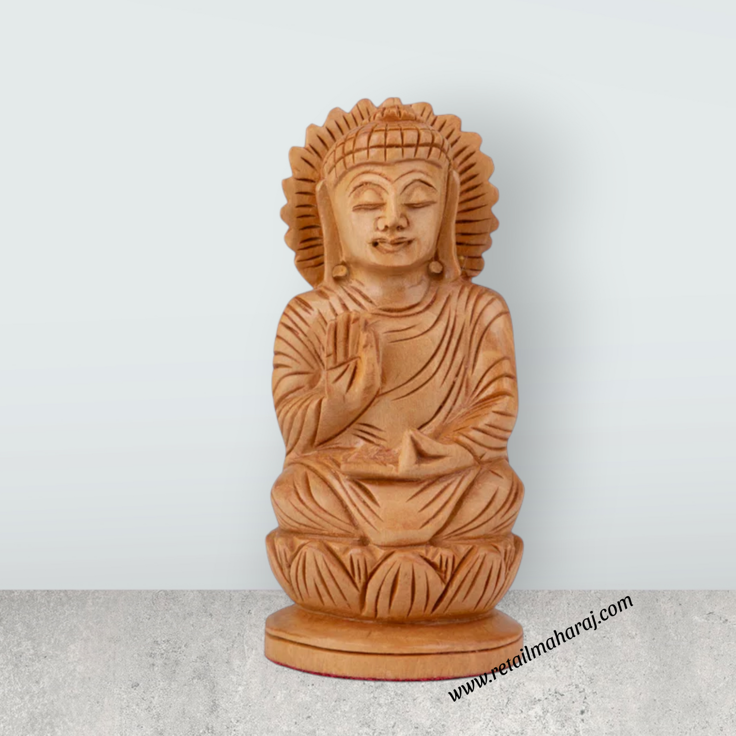 Buddha Statue - 4 x 2 Inches | Buddha Murti/ Buddha Idol/ Wooden Statue for Home/ 60 Gms - Retail Maharaj