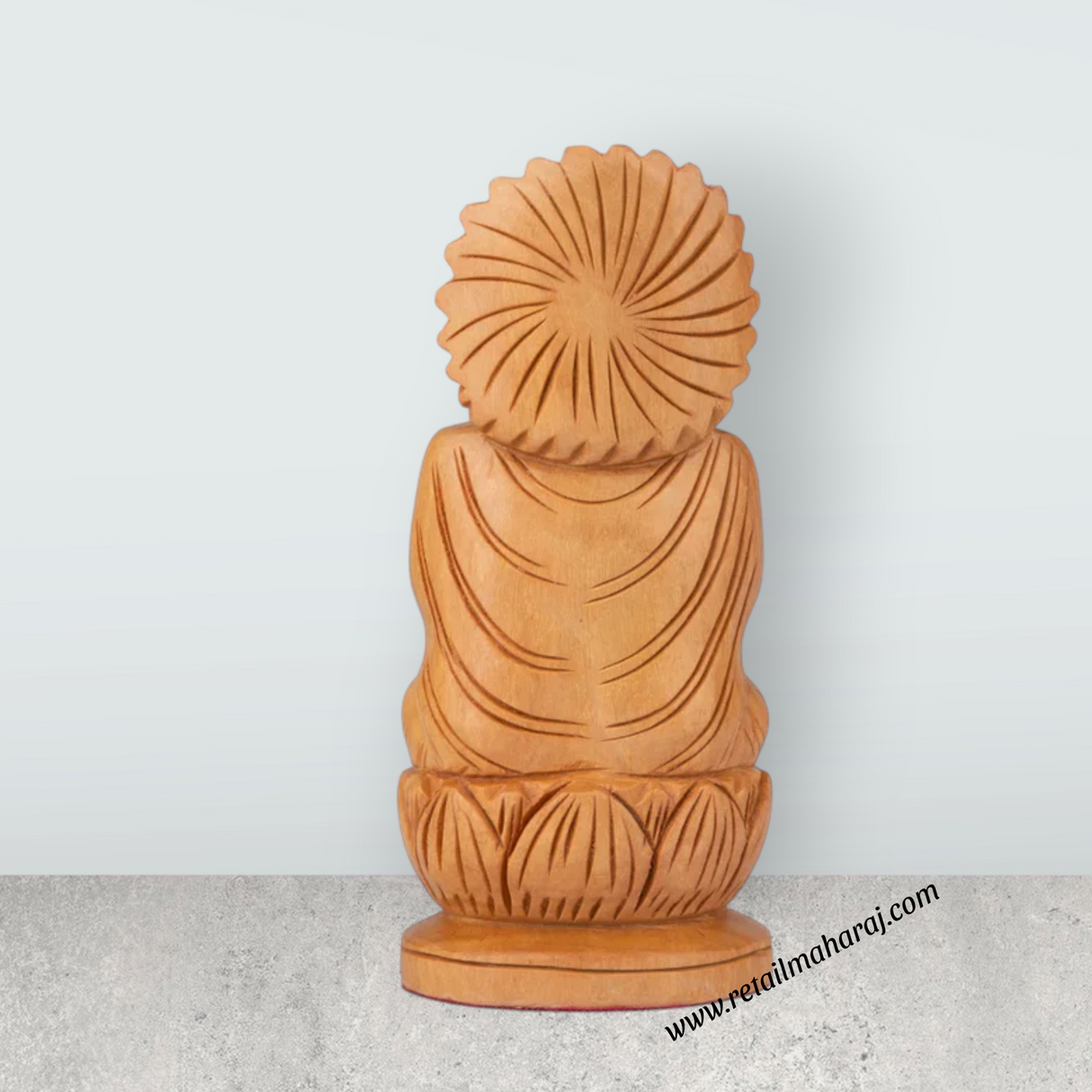Buddha Statue - 5 x 2.5 Inches | Buddha Murti/ Buddha Idol/ Wooden Statue for Home/ 110 Gms - Retail Maharaj