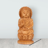 Buddha Statue - 5 x 2.5 Inches | Buddha Murti/ Buddha Idol/ Wooden Statue for Home/ 110 Gms - Retail Maharaj