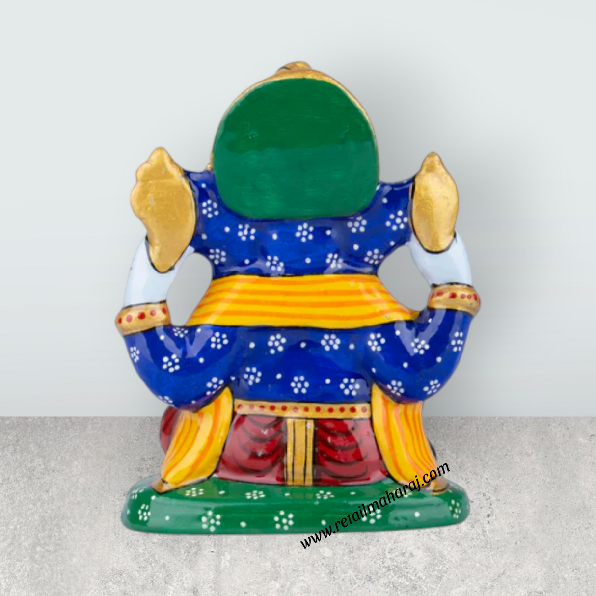 Ganesh Murti – Aluminium Vinayagar Statue / Sitting Ganesha Idol / Painted Ganpati Murti for Pooja (4 x 3.25 Inches) - Retail Maharaj