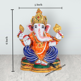 Ganesh Murti – Aluminium Vinayagar Statue / Sitting Ganesha Idol / Painted Ganpati Murti for Pooja (6 x 5 Inches) - Retail Maharaj