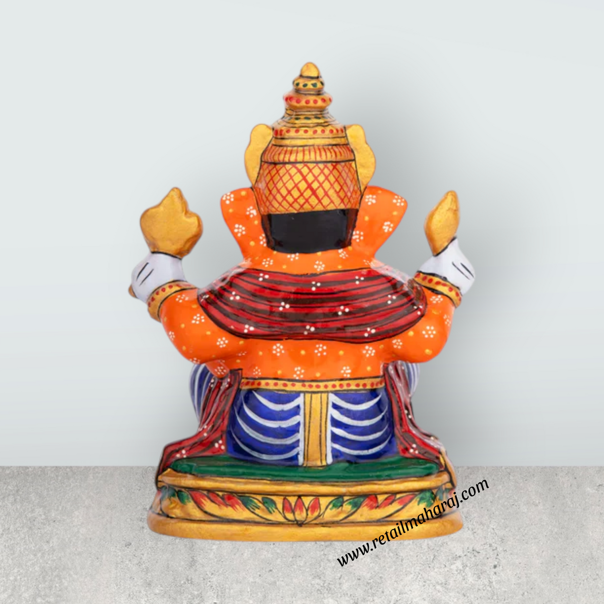 Ganesh Murti – Aluminium Vinayagar Statue / Sitting Ganesha Idol / Painted Ganpati Murti for Pooja (6 x 5 Inches) - Retail Maharaj