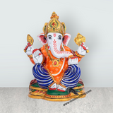 Ganesh Murti – Aluminium Vinayagar Statue / Sitting Ganesha Idol / Painted Ganpati Murti for Pooja (6 x 5 Inches) - Retail Maharaj
