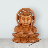 Buddha Bust Statue With Base - 4 x 4 Inches | Wooden Statue/ Buddha Idol/ Buddha Murti for Pooja - Retail Maharaj
