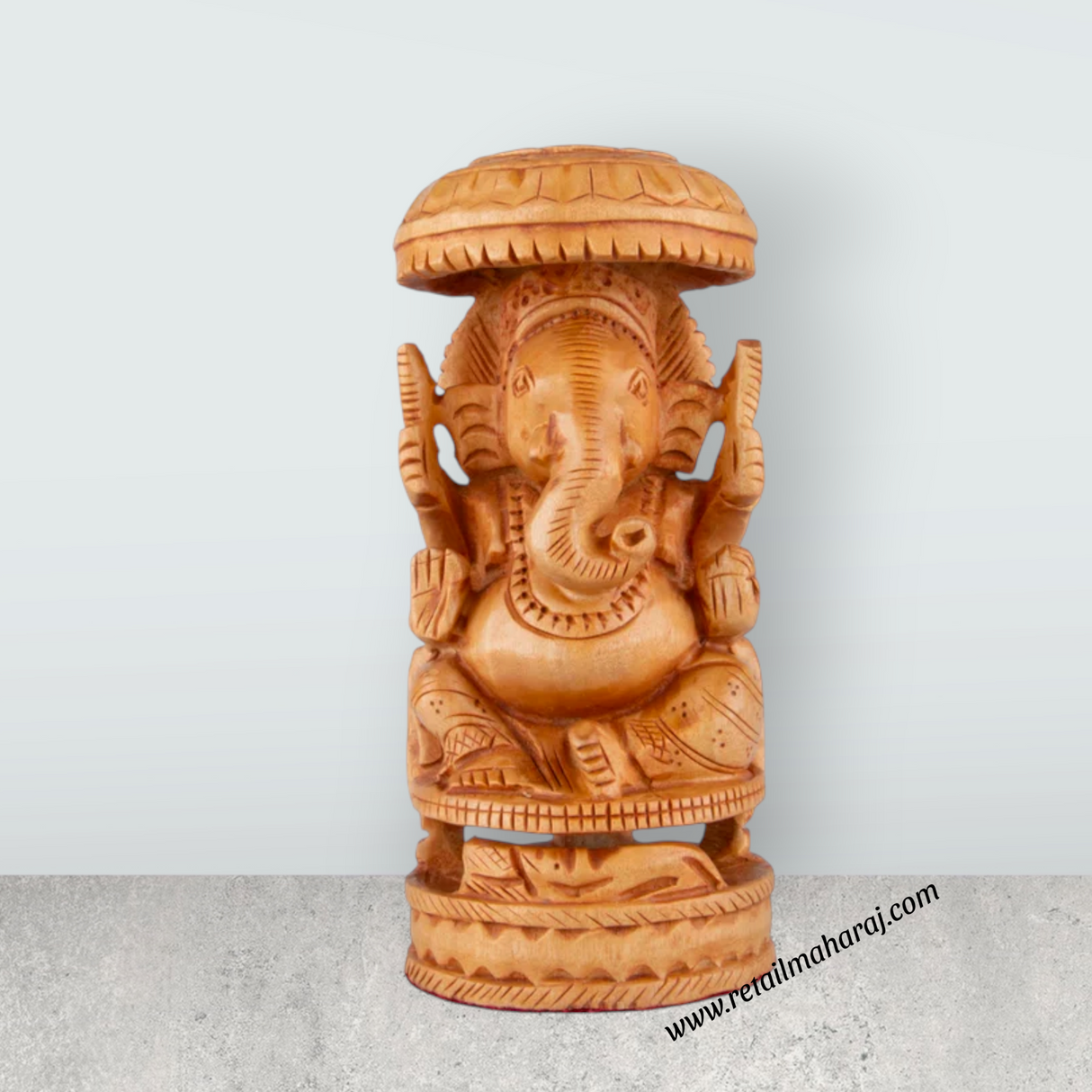 Chatter Ganesh Murti - 4 x 2.5 Inches | Wooden Statue/ Ganapati Idol/ Vinayagar Statue for Home Decor - Retail Maharaj