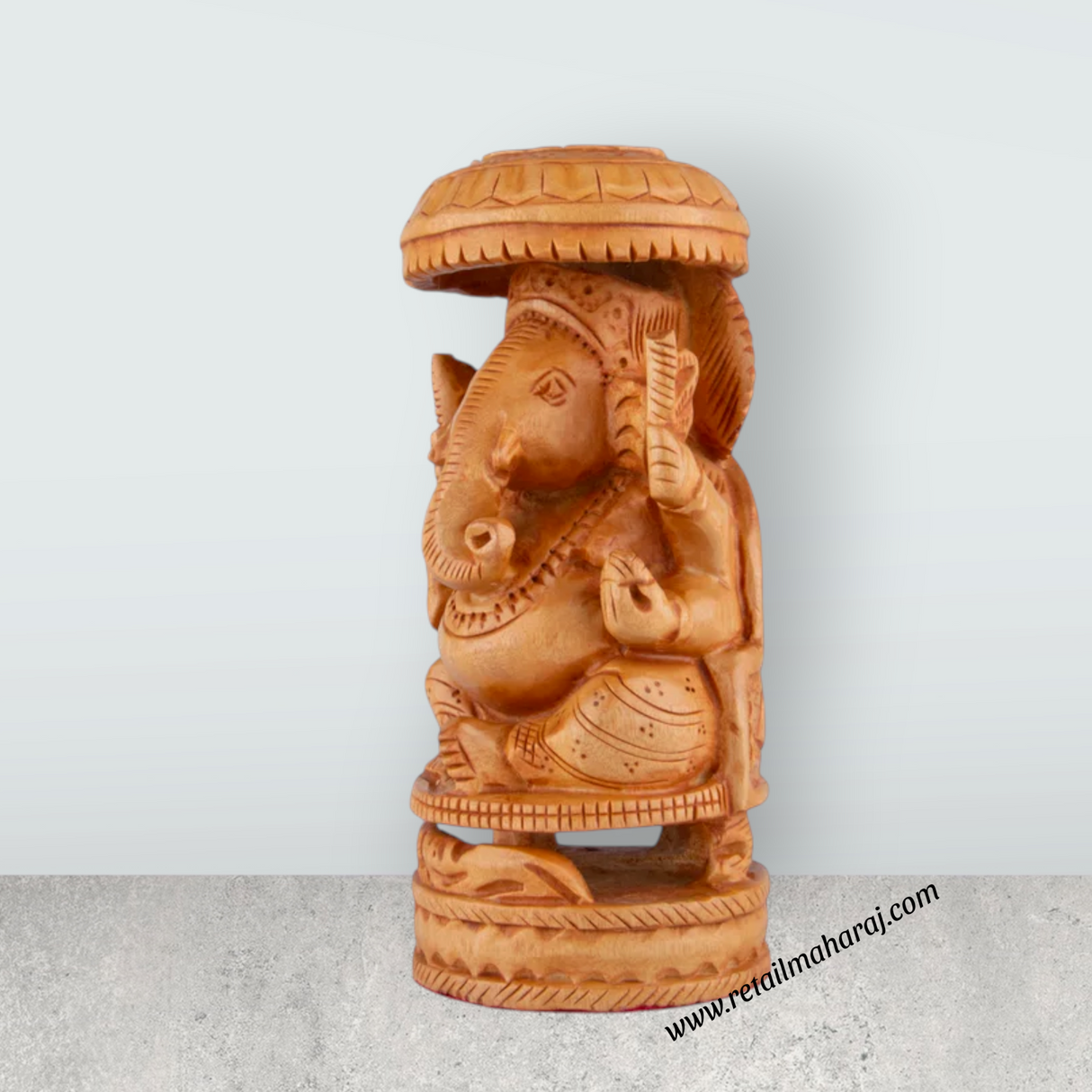 Chatter Ganesh Murti - 5 x 2.5 Inches | Wooden Statue/ Ganapati Idol/ Vinayagar Statue for Home Decor - Retail Maharaj