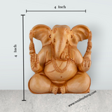 Big Ear Ganesh Murti - 4 x 4 Inches | Ganapati Idol/ Wooden Statue/ Vinayagar Statue for Home Decor - Retail Maharaj