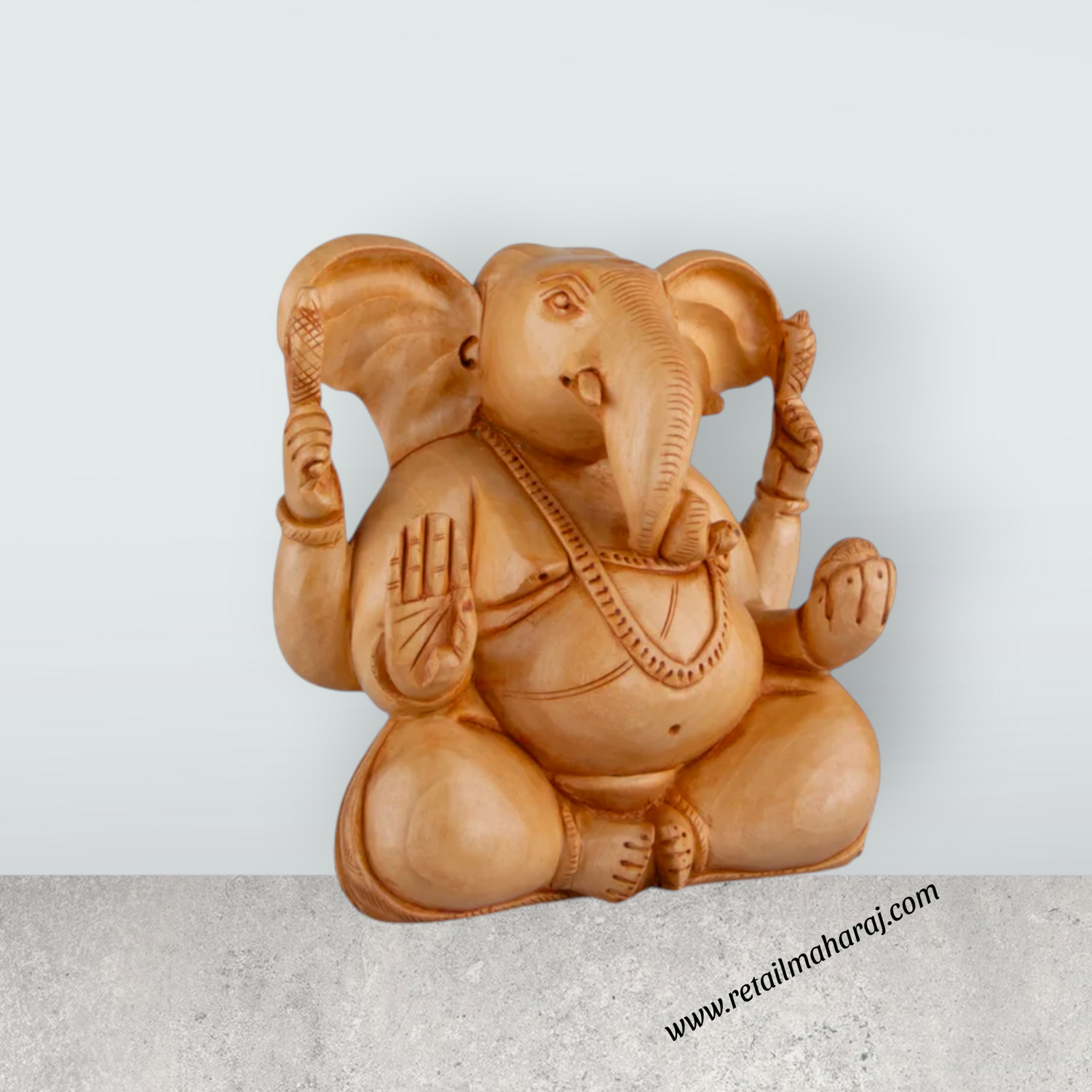 Big Ear Ganesh Murti - 5 x 5 Inches | Ganapati Idol/ Wooden Statue/ Vinayagar Statue for Home Decor - Retail Maharaj