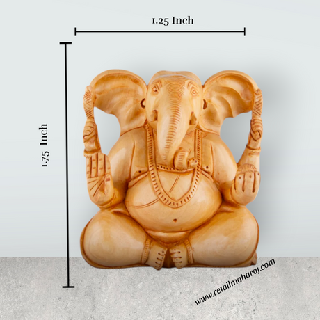 Big Ear Ganesh Murti - 5 x 5 Inches | Ganapati Idol/ Wooden Statue/ Vinayagar Statue for Home Decor - Retail Maharaj