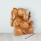 Big Ear Ganesh Murti - 4 x 4 Inches | Wooden Statue/ Ganapati Idol/ Vinayagar Statue for Home Decor - Retail Maharaj