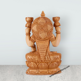 Lakshmi Idol - 8.5 x 5.5 Inches | Wooden Statue/ Sitting Lakshmi Murti for Pooja - Retail Maharaj