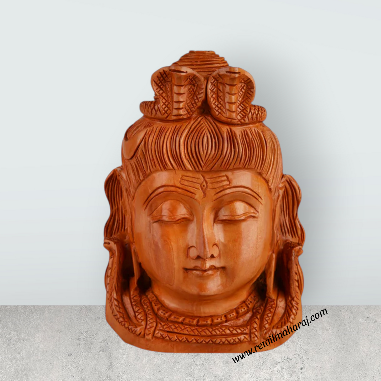 Shiva Bust Statue - 5 x 3.5 Inches | Wooden Statue/ Shiv Murti/ Shivan Idol for Pooja - Retail Maharaj