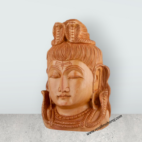 Shiva Bust Statue - 6 x 4 Inches | Wooden Statue/ Shiv Murti/ Shivan Idol for Pooja - Retail Maharaj
