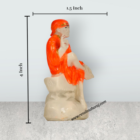 Saibaba Statue - 4 x 2 Inches | Sai Baba Vigraham/ Marble Murti/ Saibaba Idol for Pooja - Retail Maharaj