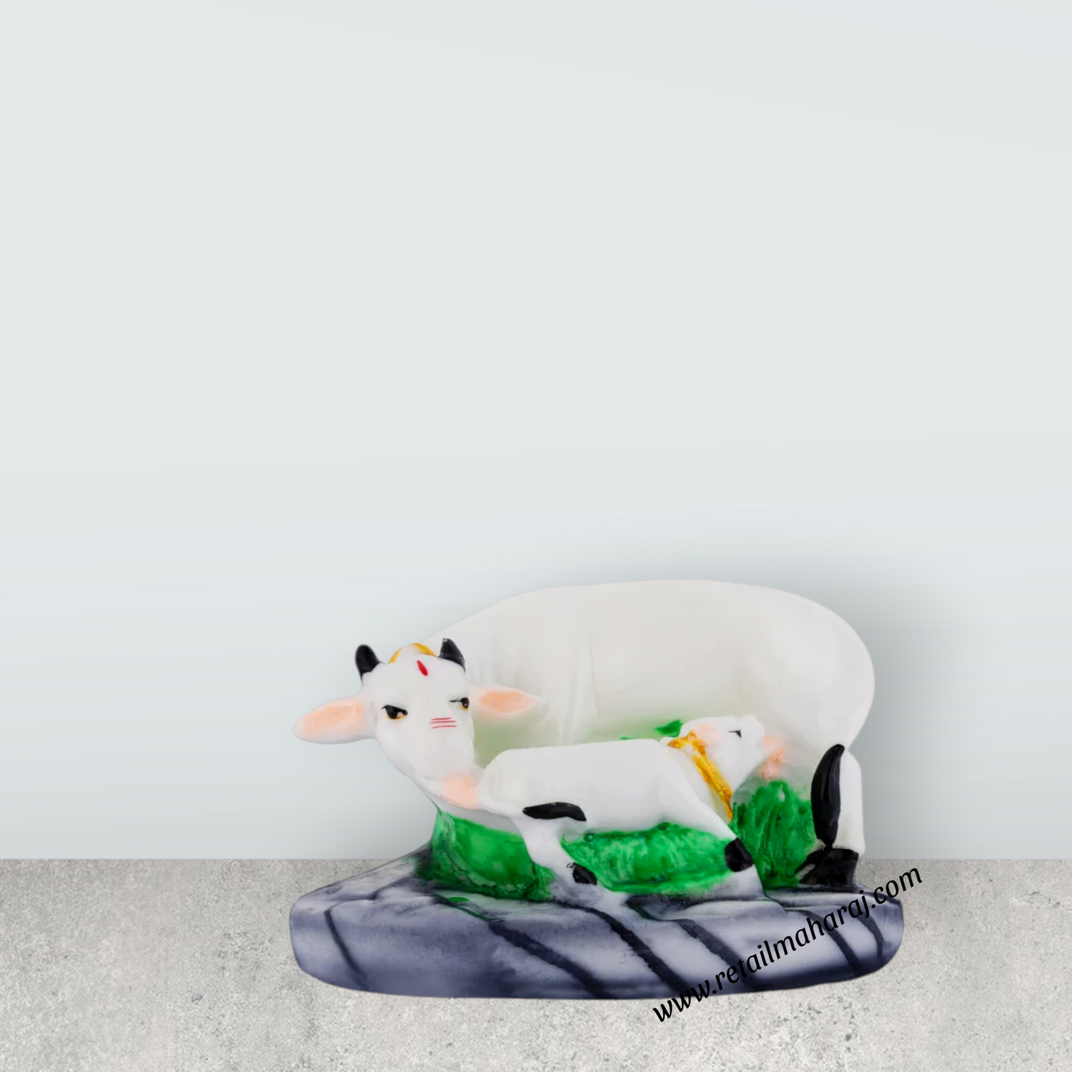 Cow and Calf Idol With Base - 3 x 4.75 Inches | Resin Idol / Kamdhenu Cow And Calf Statue for Home