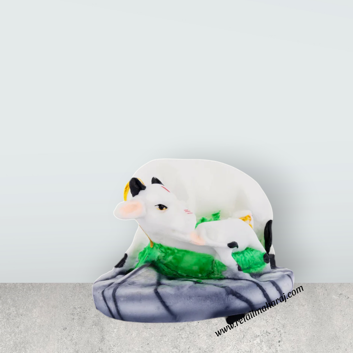 Cow and Calf Idol With Base - 3 x 4.75 Inches | Resin Idol / Kamdhenu Cow And Calf Statue for Home